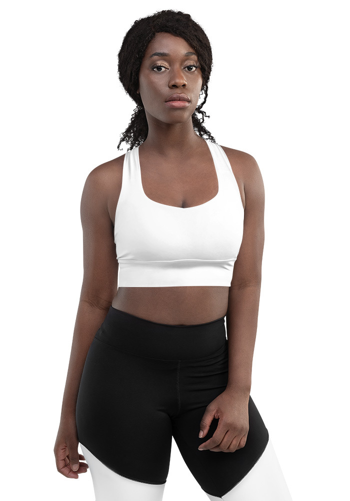 477 Women's Longline Sports Bra (Black Stitch) (Design 360) - Image 1