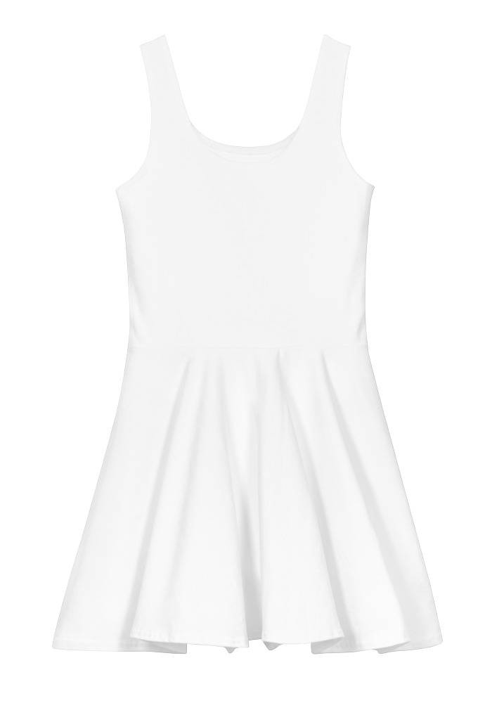 1477 Women's SoftTouch Everyday Skater Flair Dress (White Stitch) (Design 360) - Image 1