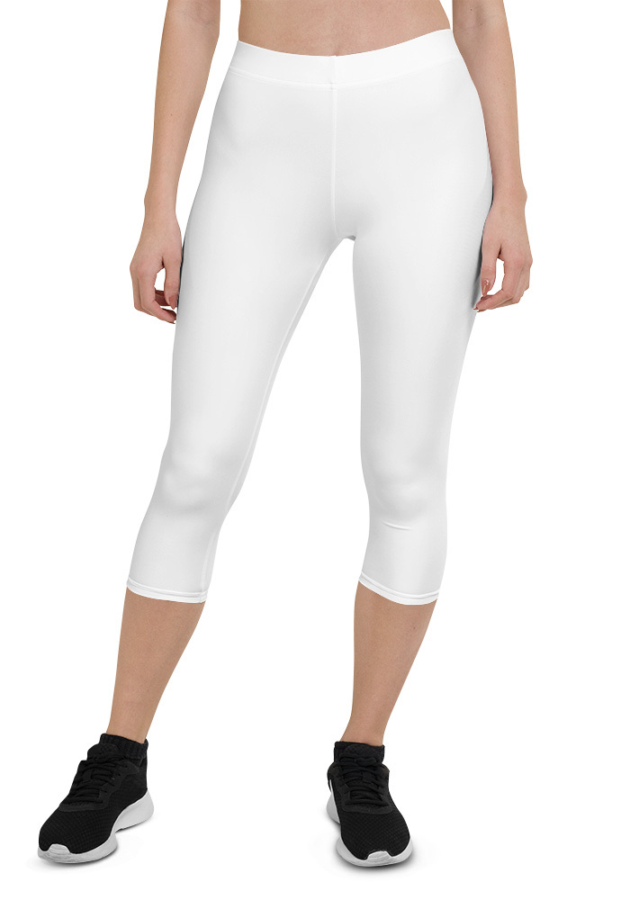 221 Women's Everyday Capri Leggings (White Stitch) (Design 360) - Image 1
