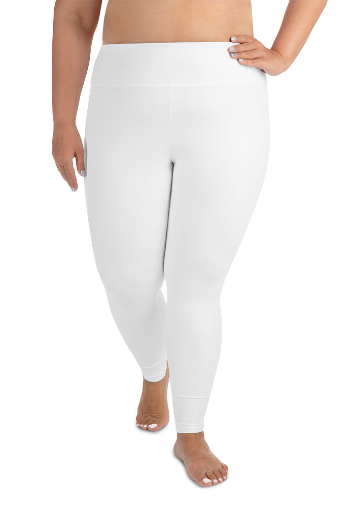 334 Women's Plus Size Leggings (White Stitch) (Design 360) - Image 1